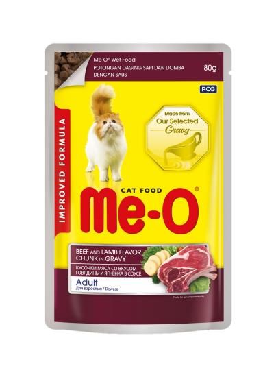 ME-O SOSLU YAŞ KEDİ MAMASI DANA&KUZU ETLİ 80 GR