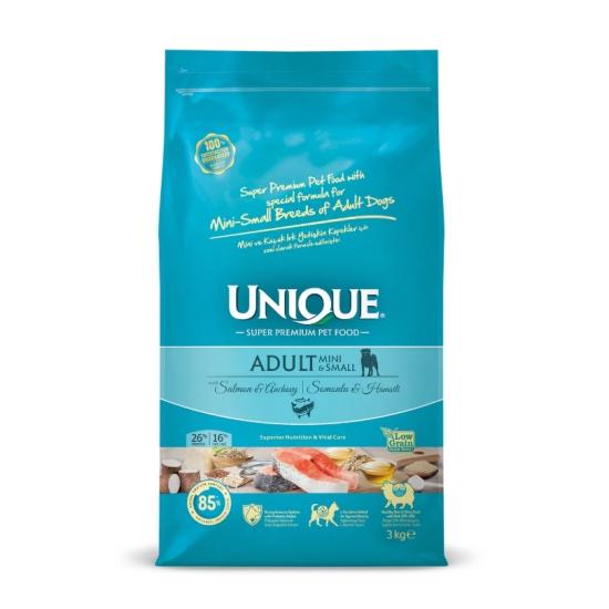 Unique Mini ve Küçük Irk Yetişkin Köpek Maması Somonlu&Hamsili 3 kg