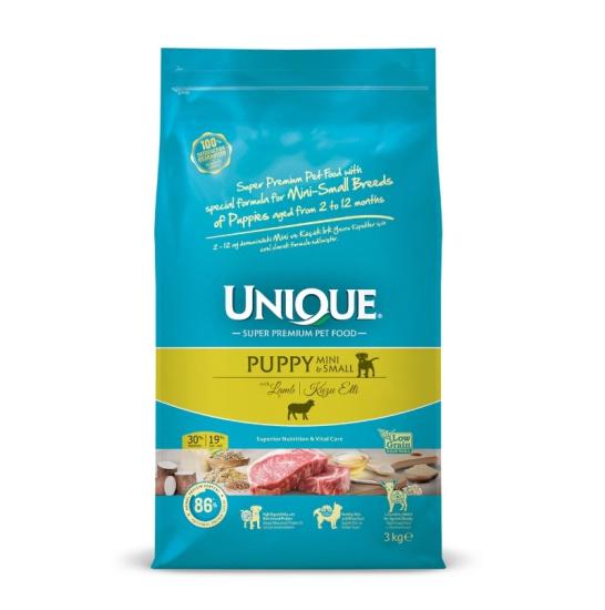 Unique Mini ve Küçük Irk Yavru Köpek Maması Kuzu Etli 3 kg