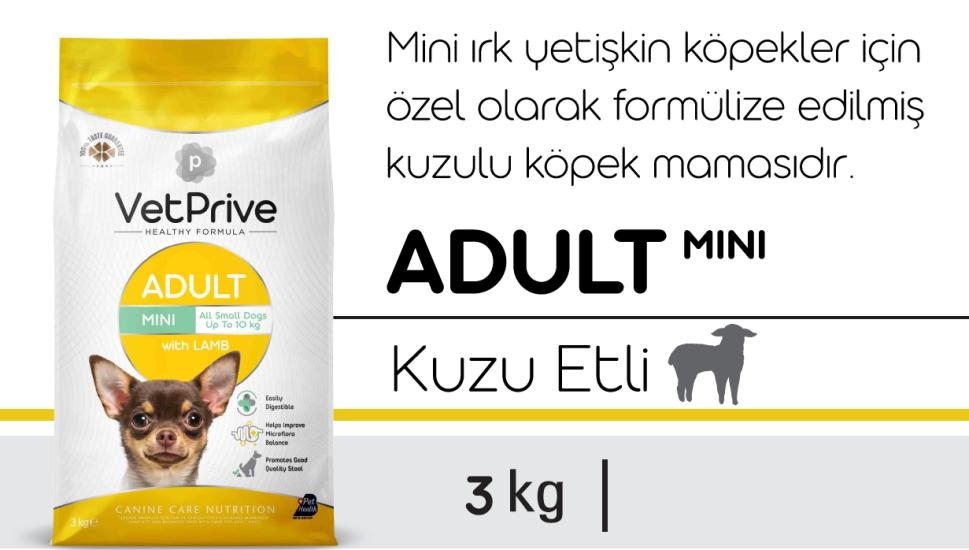 Mini ve Küçük Irk Yetişkin Köpek Maması Kuzu Etli 3 kg